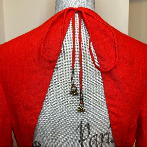 Free People Formentera Long Sleeve Mini Dress Red - Small Oversized - Picture 4 of 16